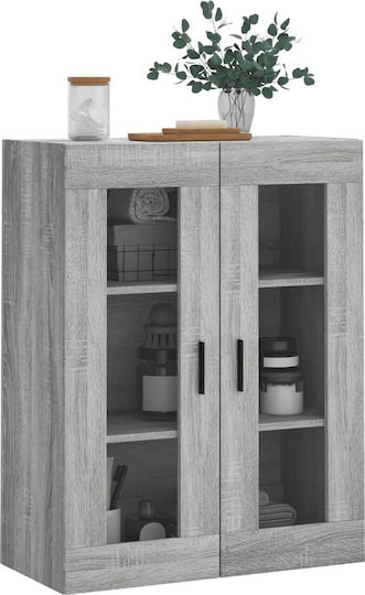 Wand Wohnzimmer Vitrine aus Spanplatte mit Glas Gray 69.5x34x90cm
