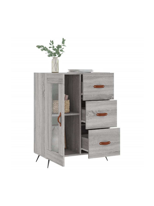 Living Room Display Cabinet made of Wood and Metal with Grey Glass 69.5x34x90cm
