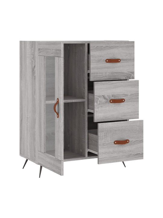 Living Room Display Cabinet made of Wood and Metal with Grey Glass 69.5x34x90cm
