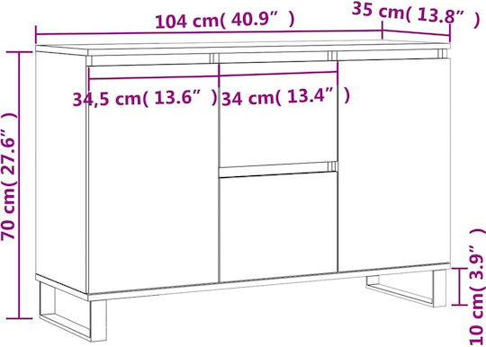 Sideboard made of Wood & Metal Sonoma Oak 104x35x70cm