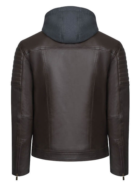 Prince Oliver Men's Winter Leather Jacket Brown