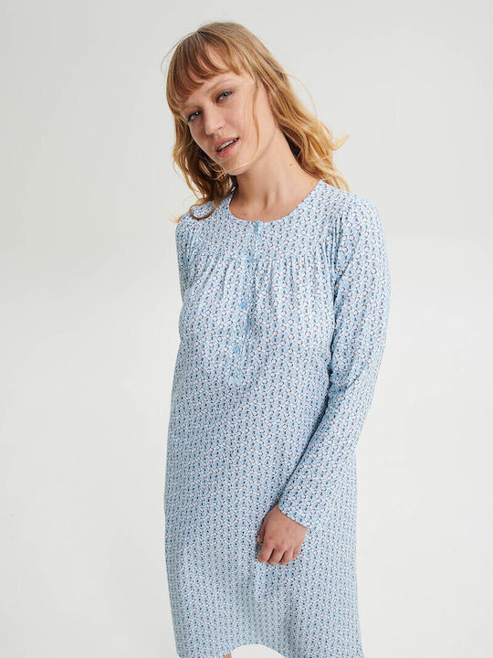 Vamp Sommer Damen Nachthemd Hellblau