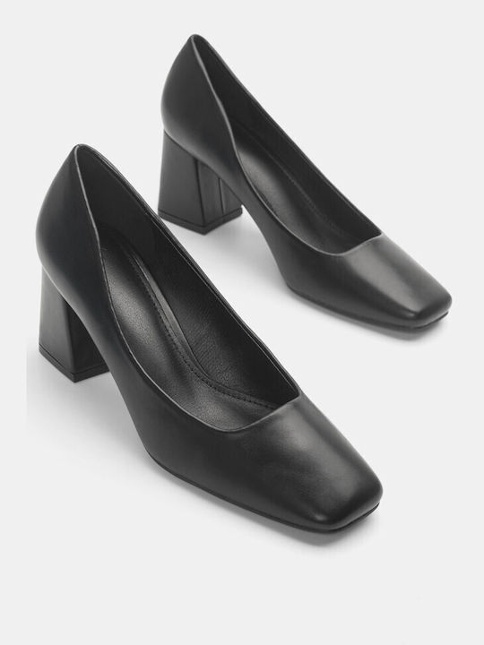 Luigi Synthetic Leather Pointed Toe Black Medium Heels