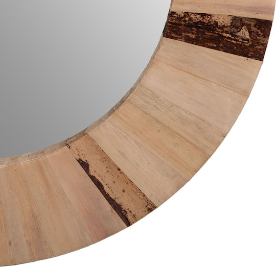 HomeMarkt Oglindă de Perete cu Maro Ramă din Lemn Diametru 60cm 1buc