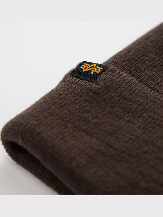 Beanie Unisex Σκούφος Πλεκτός σε Καφέ χρώμα
