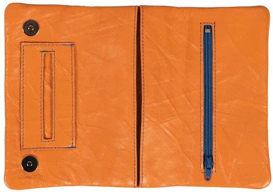 Mestango Leather Tobacco Pouch With Magnetic Clasp 15.5x8cm Orange