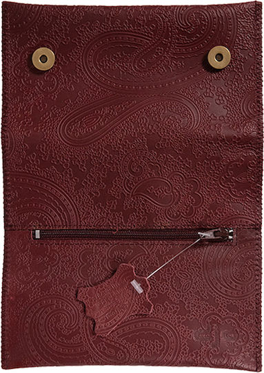 Djo Leather Tobacco Pouch With Magnetic Clasp Burgundy