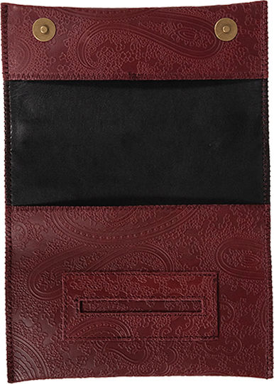 Djo Leather Tobacco Pouch With Magnetic Clasp Burgundy