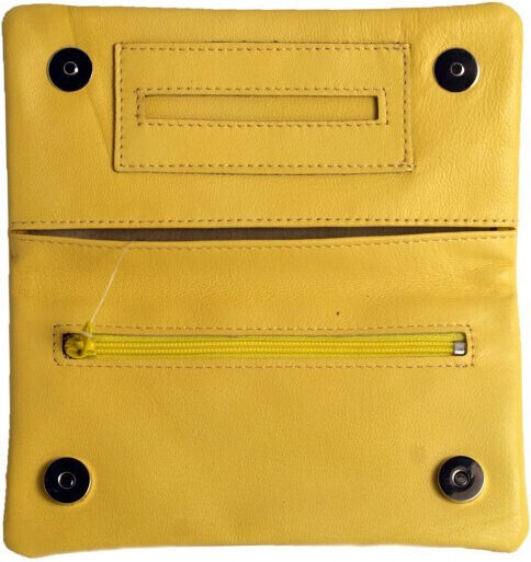 Djo Leather Tobacco Pouch With Magnetic Clasp Yellow