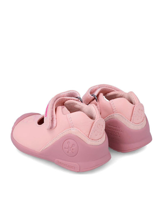 Παιδικές Μπαλαρίνες Anatomisch mit Bügel- und Schleifenverschluss Leder Rosa Ballerina