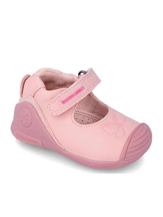 Παιδικές Μπαλαρίνες Anatomisch mit Bügel- und Schleifenverschluss Leder Rosa Ballerina