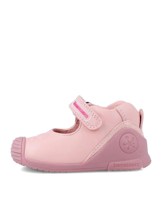 Παιδικές Μπαλαρίνες Anatomisch mit Bügel- und Schleifenverschluss Leder Rosa Ballerina