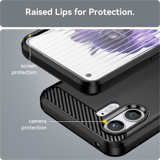 Techsuit Carbon Umschlag Rückseite Silikon Schwarz (Nothing Phone 2)