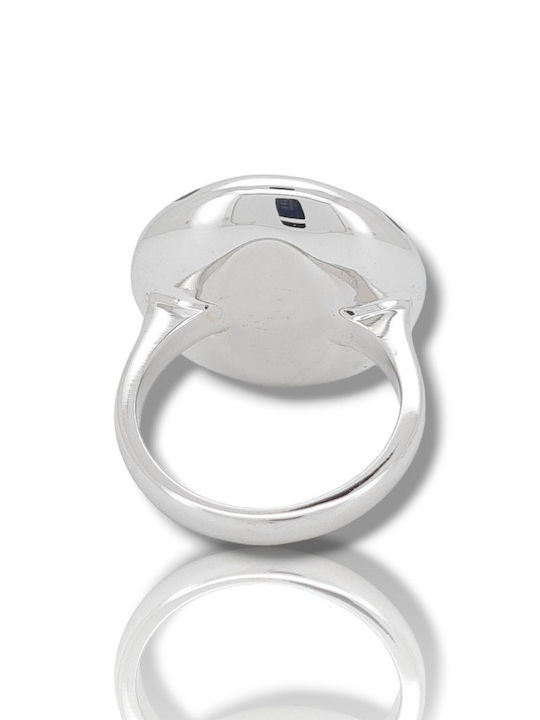 Mentzos Ring with Diamond made of White gold 18K