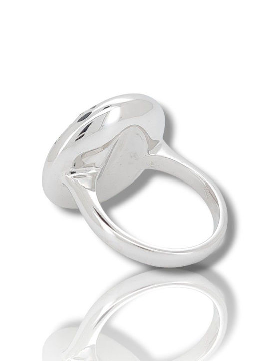 Mentzos Ring with Diamond made of White gold 18K