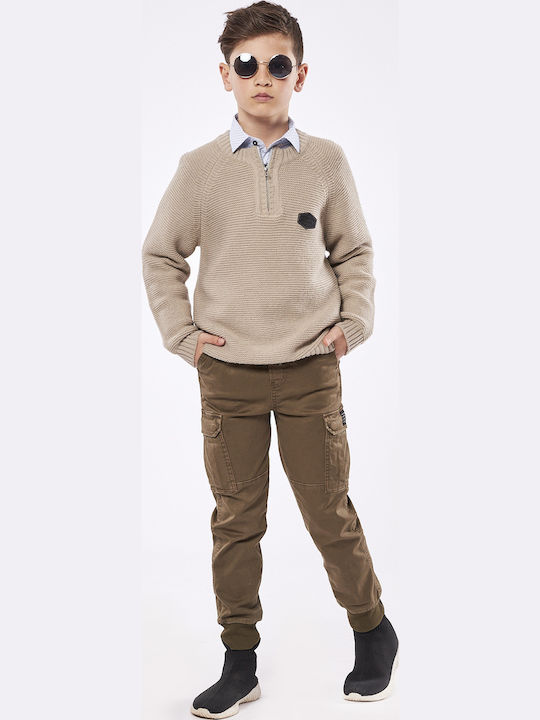 Pantaloni Cargo din Material Textil pentru Copii Kaki