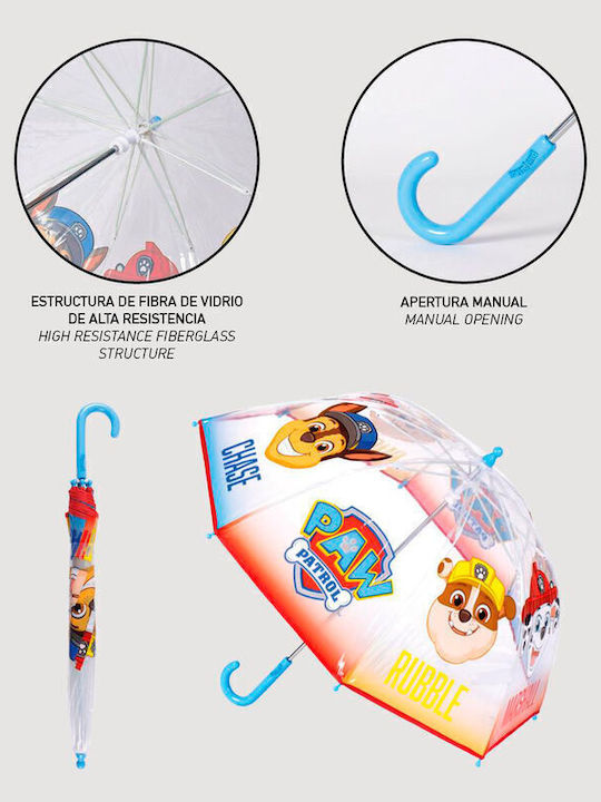 Cerda Kids Umbrella Curved Handle Paw Patrol Light Blue With Diameter 45cm