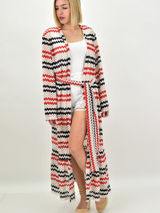 Potre Feminin Lung Kimono de Plajă Multicolor