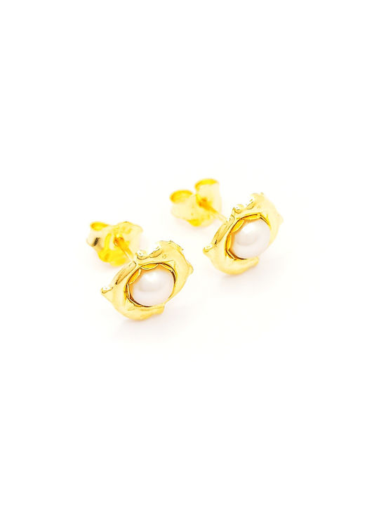 PS Silver Earrings made of Gold 14K with Pearls