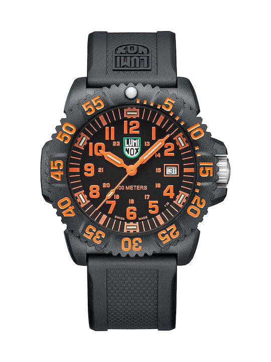 Luminox Sea Ανδρικό Ρολόι 44mm Μπαταρίας με Μαύρο Καουτσούκ Λουράκι