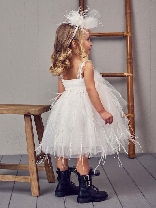 Designer's Cat White Baptism Dress made of Tulle
