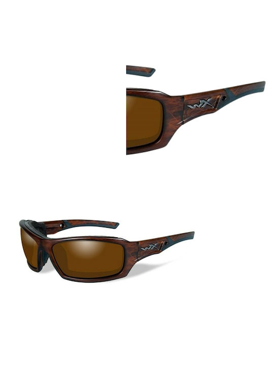 Wiley X Men's Sunglasses with Brown Tartaruga Plastic Frame and Brown Polarized Lens CCECH07