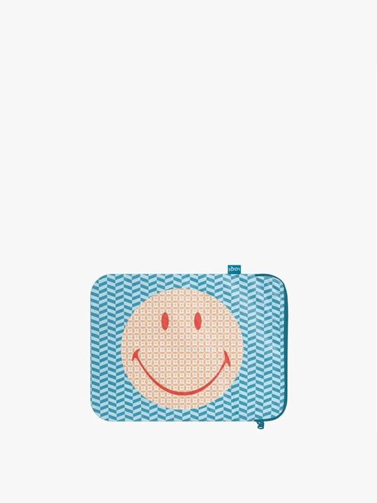 Loqi Smiley Tyvek Geometric Case for 13" Laptop Light Blue