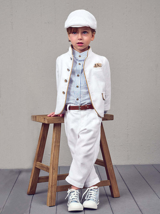 Designer's Cat Boys Baptism Suit with Blazer 6pcs White