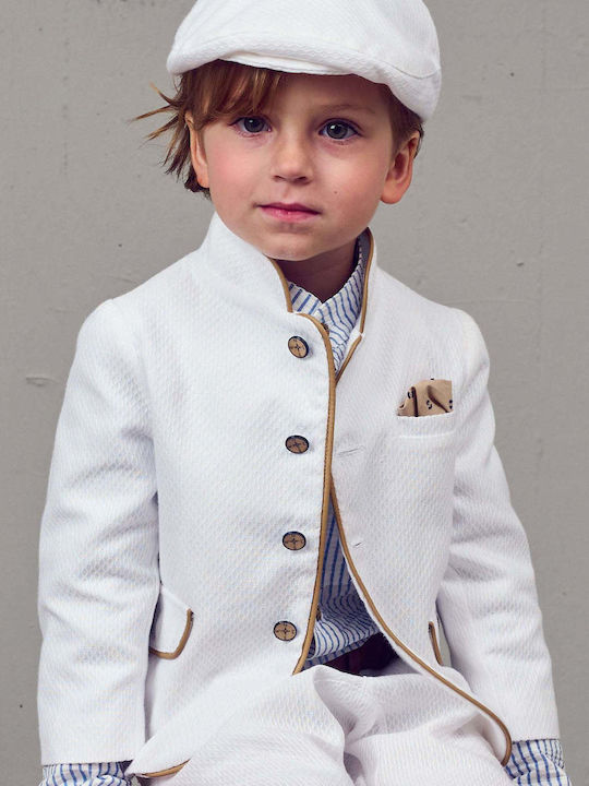 Designer's Cat Boys Baptism Suit with Blazer 6pcs White