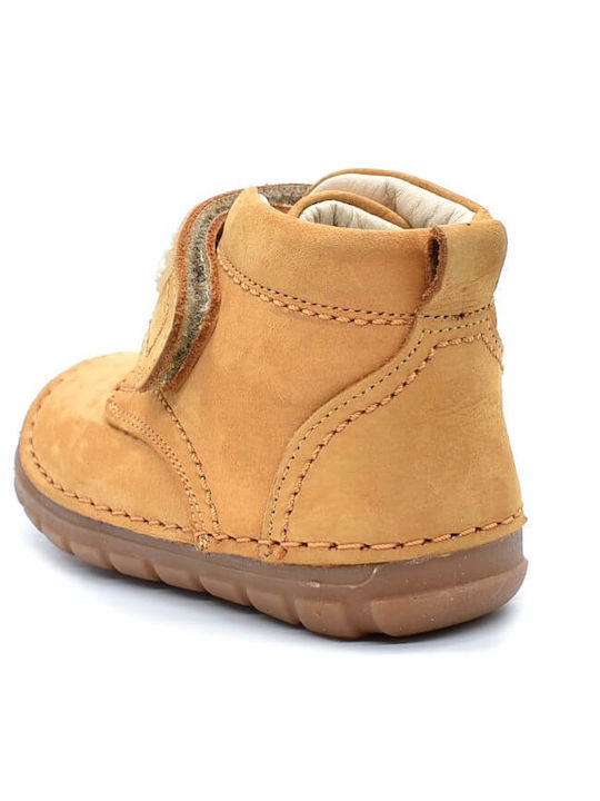 Anatomical Leather Kids Boots with Velcro Tabac Brown