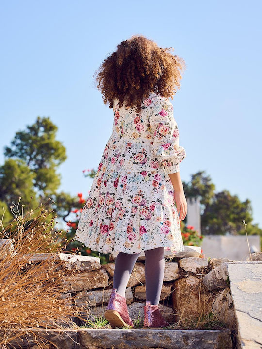 Designer's Cat Mädchen Kleid Blumen Langärmelig Mehrfarbig