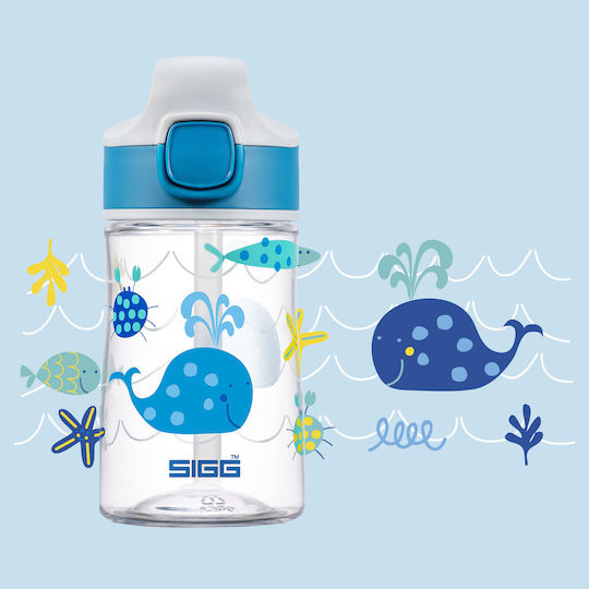 Sigg Miracle Plastic Kids Water Bottle with Straw Blue 350ml