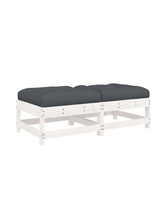Hölzernes Gartenhocker Würfel Für Außenbereich Mit Kissen Weiß 2Stücke 62x62x32cm