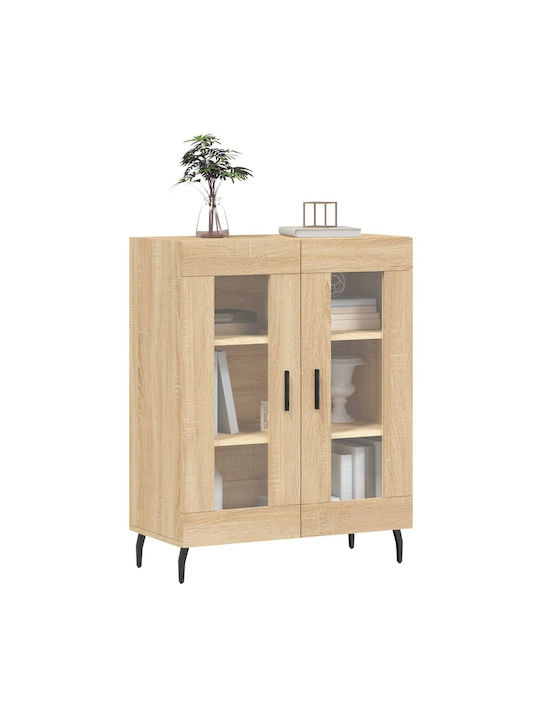 vidaXL Wohnzimmer Vitrine aus Holz & Metall mit Verglasung Braune 69.5x34x90cm