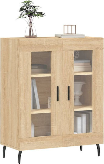 Living Room Display Cabinet with Glass Brown 69.5x34x90cm