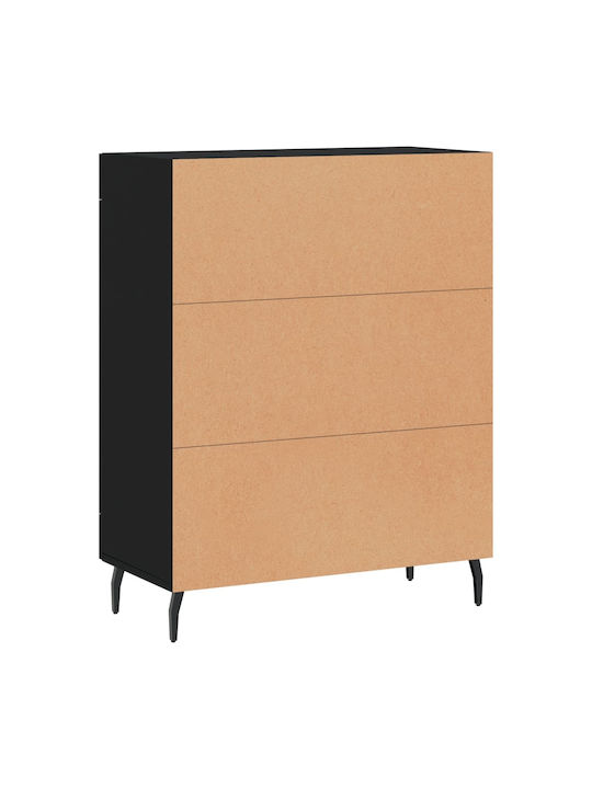 Bodenstehend Wohnzimmer Vitrine aus Holz & Metall mit Glas Schwarz 69.5x34x90cm