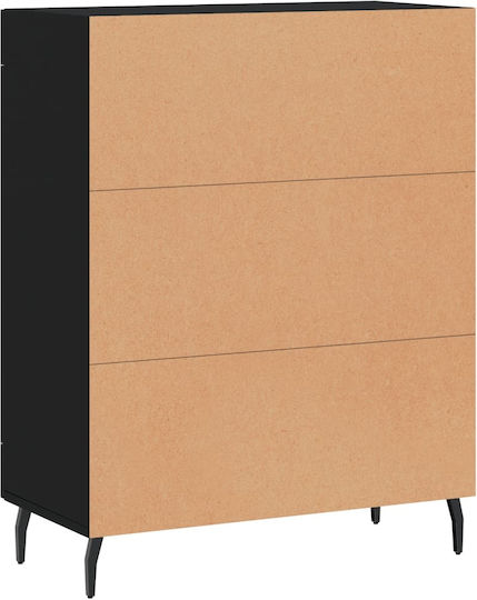 De podea Vitrină de living din Metal cu Sticlă Negru 69.5x34x90cm