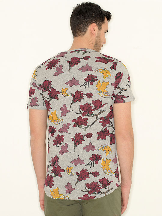 Biston Ανδρικό T-shirt Γκρι Floral