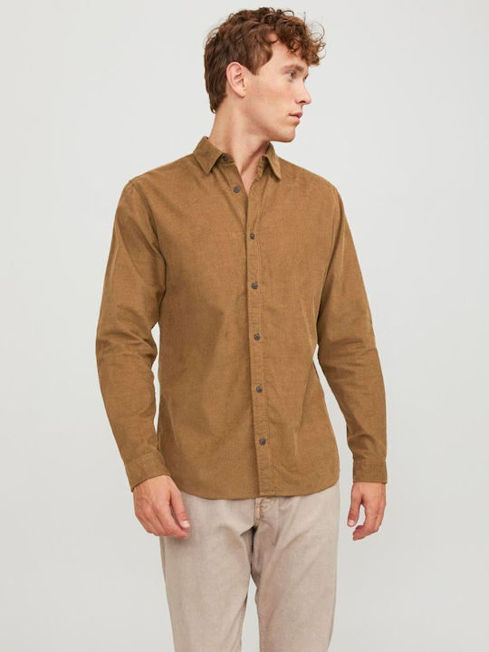 Long-sleeved Corduroy Shirt Brown