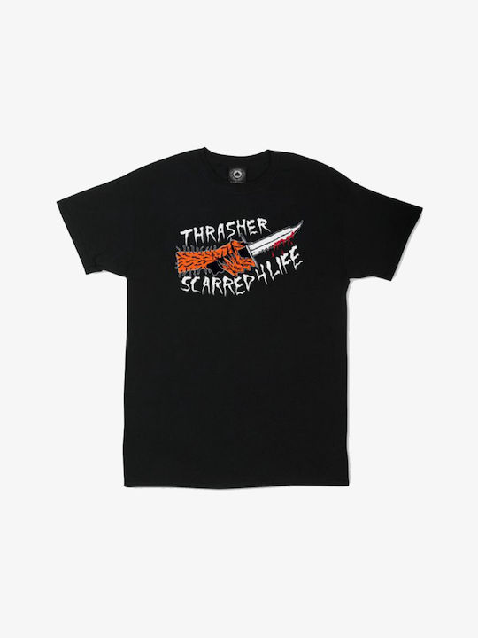 Thrasher Bluza Bărbătească cu Mânecă Lungă Neagră