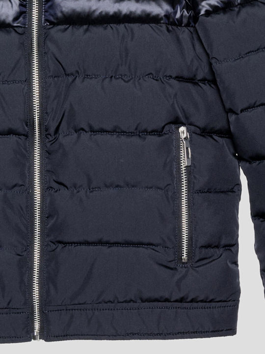 Kids' Quilted Jacket Short with Lining & Hood Blue