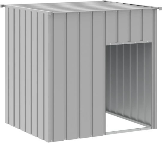 vidaXL Къщичка за Куче Голяма Металик За Външно Ползване Сив 110x103x109см