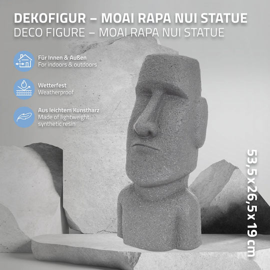 ECD Germany Decorative Figure made of Stone Moai Rapa Nui Head 26.5x19x53.5cm 1pcs