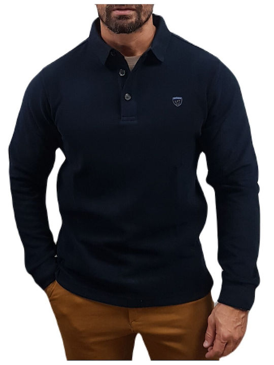 Lexton Herren Langarmshirt Polo Marineblau