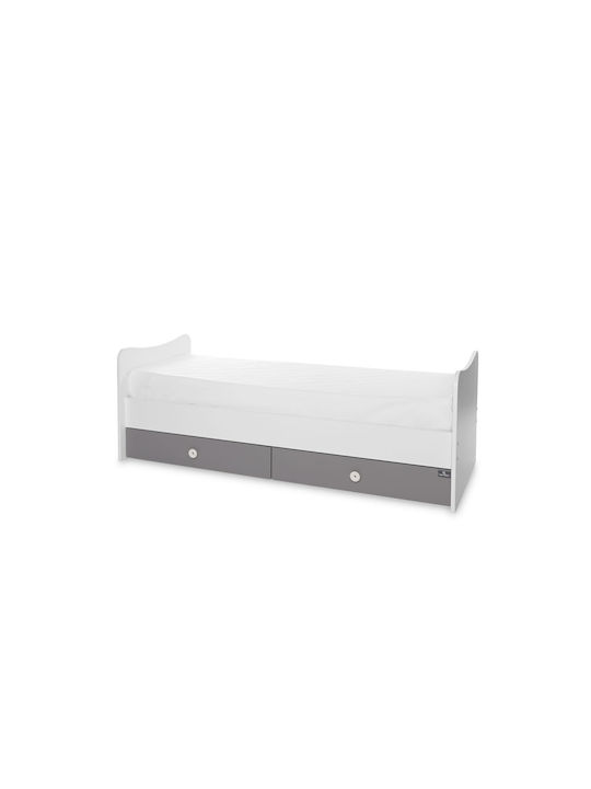 Lorelli Polymorphe Babybett Trend Plus Weiß/Stone Grey mit Matratze & Schublade