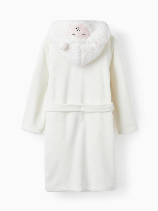 Zippy Kinder Bademantel Winter Fleece Weiß