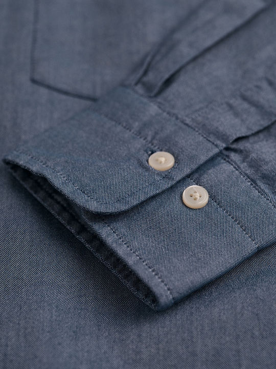 Long-sleeved Cotton Shirt Blue