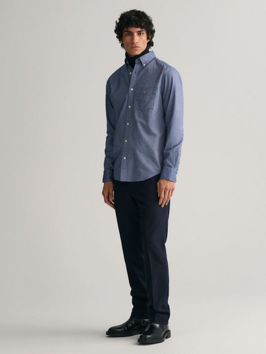 Long-sleeved Cotton Shirt Blue