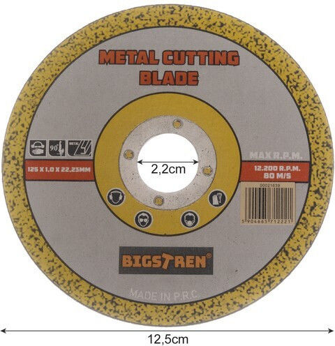 Bigstren 21639 Disc de tăiere Metal 125mm 50buc