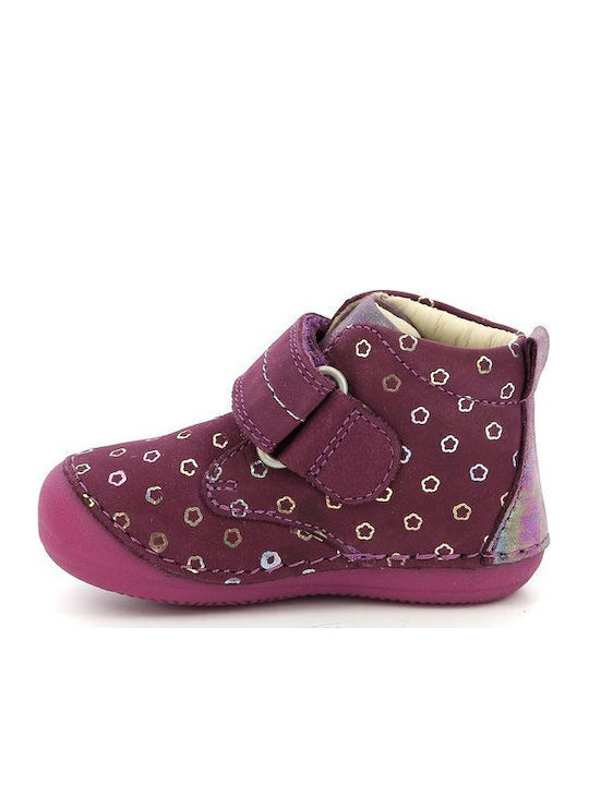 Ghete Copii din Suede cu Velcro Burgundy